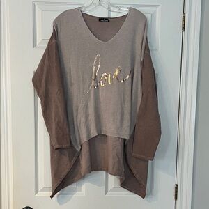 Love Graphic Women's Tunic Top - Dusty Rose